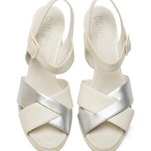 Camper Metallic Crossover Heeled Sandal